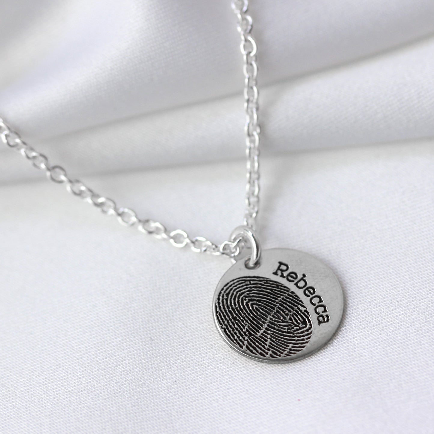 Personalised Sterling Silver Fingerprint Round Charm