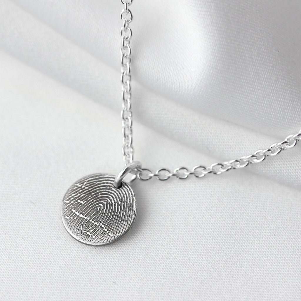 Personalisierter runder Fingerabdruck-Anhänger aus Sterlingsilber