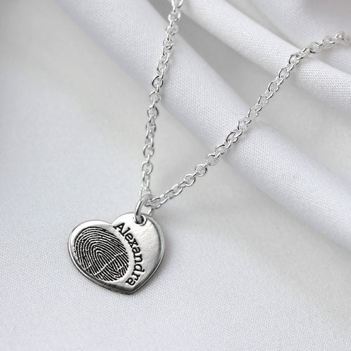 Personalisierter Herzanhänger aus Sterlingsilber mit Fingerabdruck