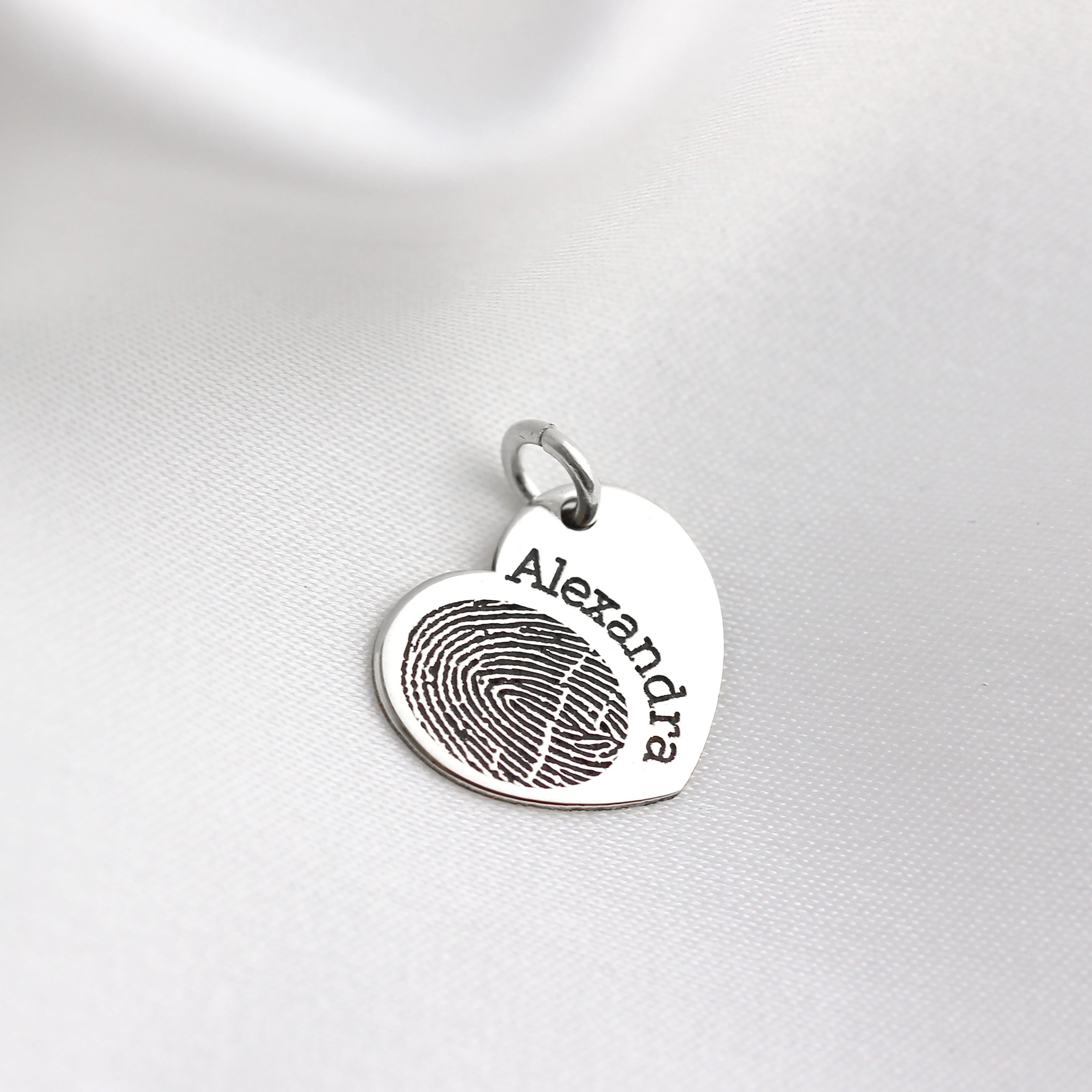 Personalisierter Herzanhänger aus Sterlingsilber mit Fingerabdruck