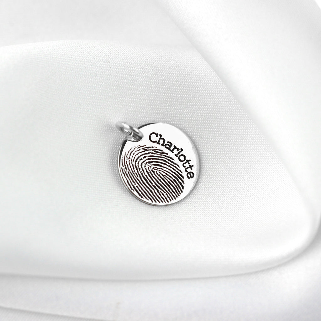 Personalisierter runder Fingerabdruck-Anhänger aus Sterlingsilber