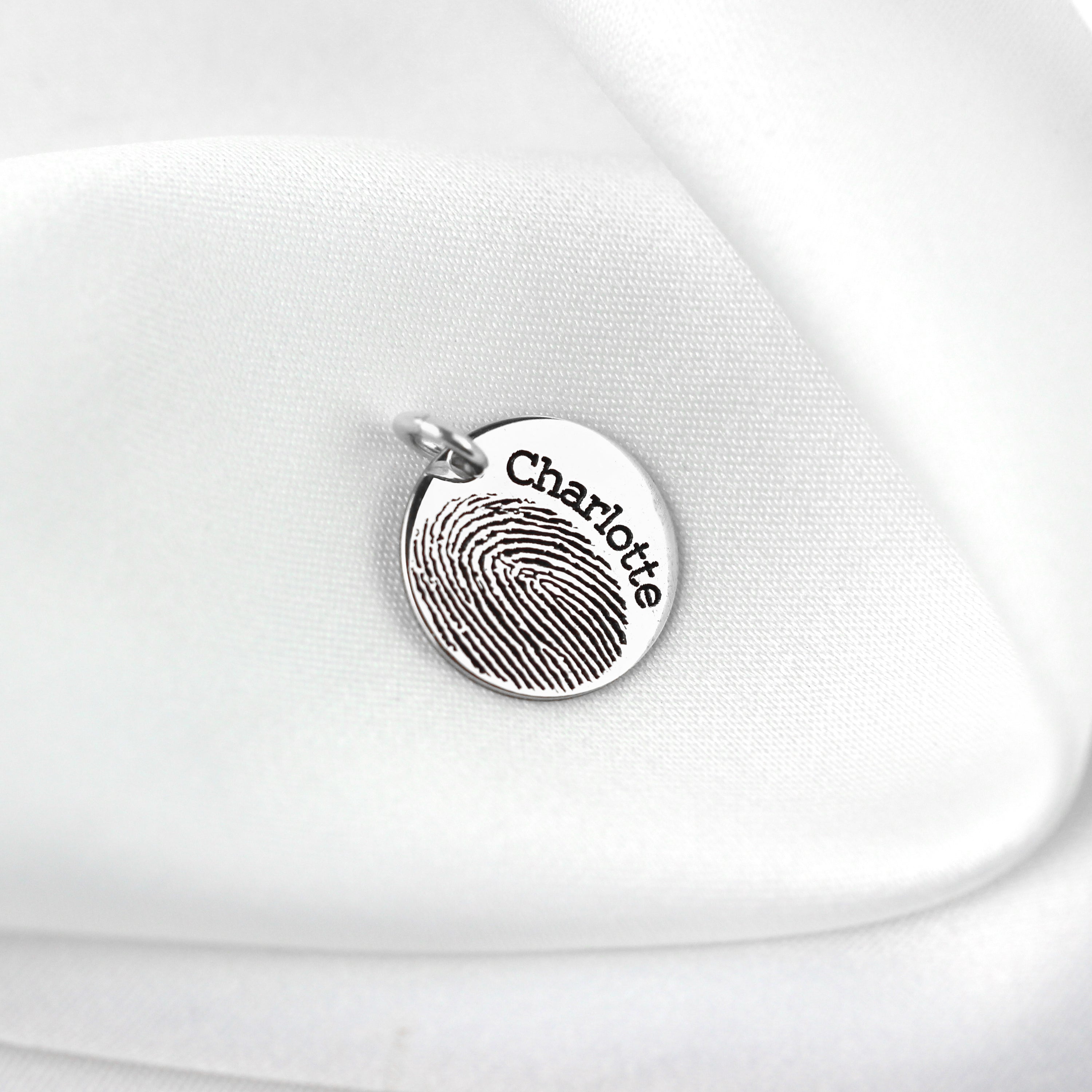 Personalisierter runder Fingerabdruck-Anhänger aus Sterlingsilber