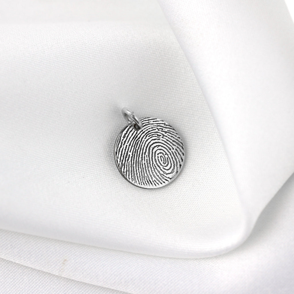 Personalisierter runder Fingerabdruck-Anhänger aus Sterlingsilber