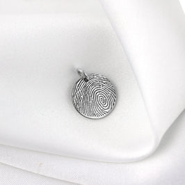 Personalisierter runder Fingerabdruck-Anhänger aus Sterlingsilber