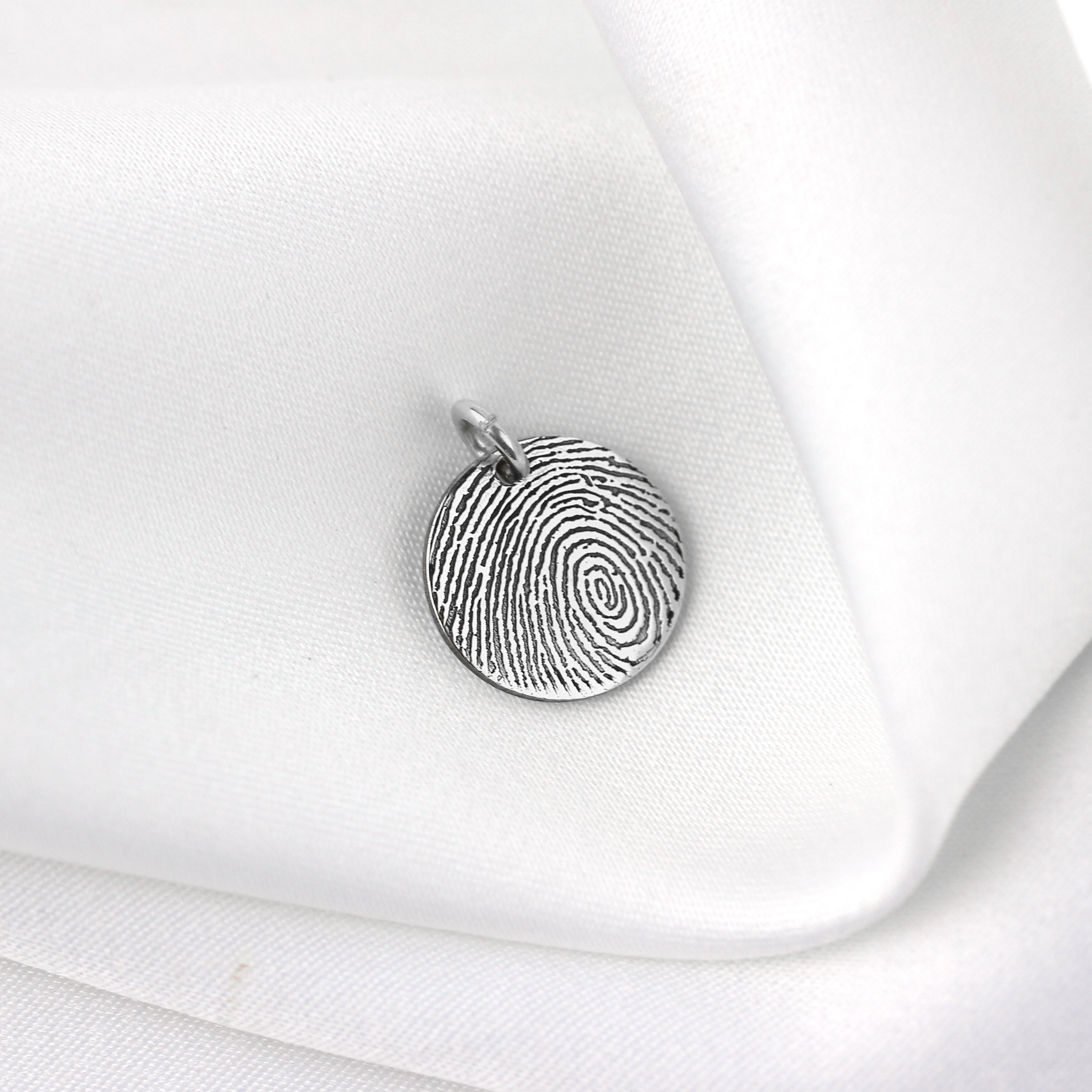 Personalisierter runder Fingerabdruck-Anhänger aus Sterlingsilber