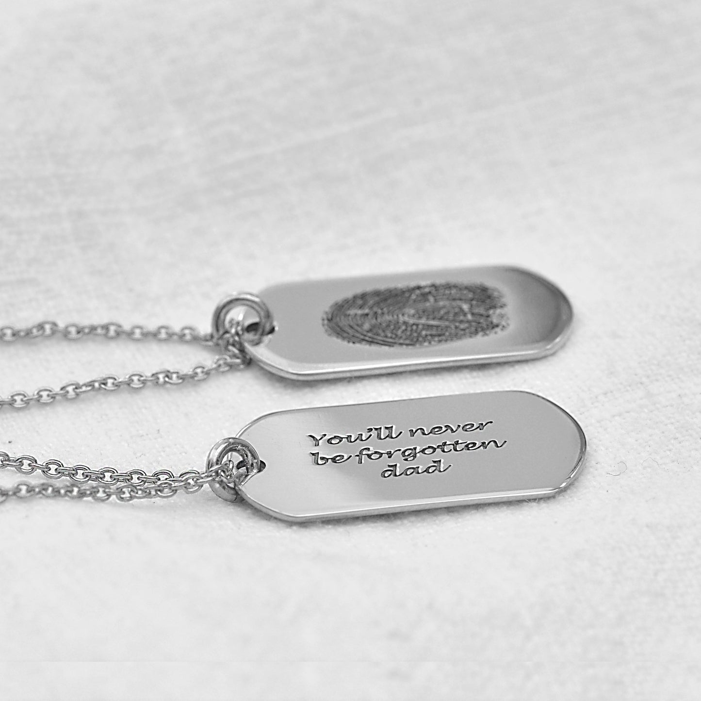 Sterling Silver Fingerprint Dog Tag Necklace