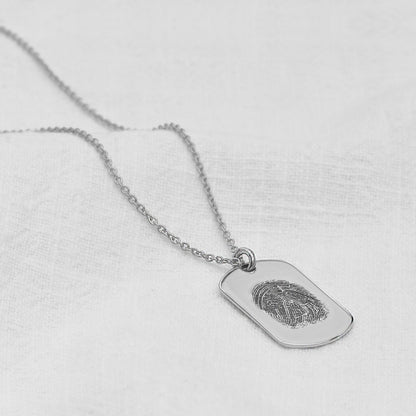 Sterling Silver Fingerprint Dog Tag Necklace