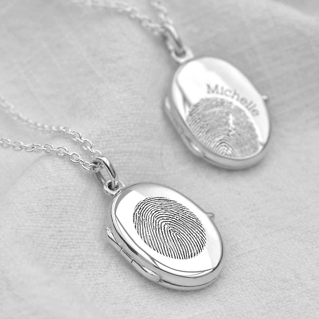 Personalisierte Sterlingsilber Fingerabdruck Medaillon Halskette