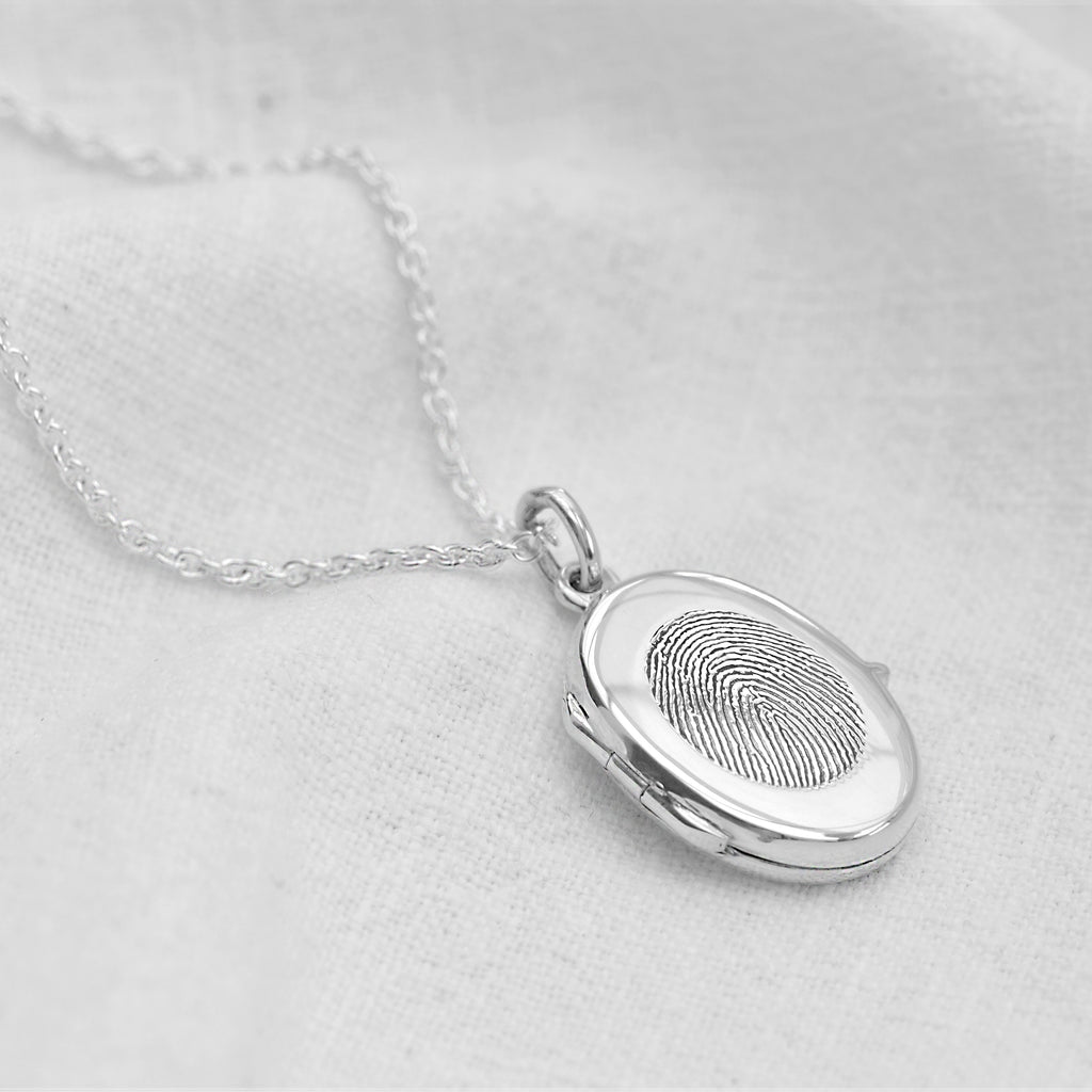 Personalisierte Sterlingsilber Fingerabdruck Medaillon Halskette