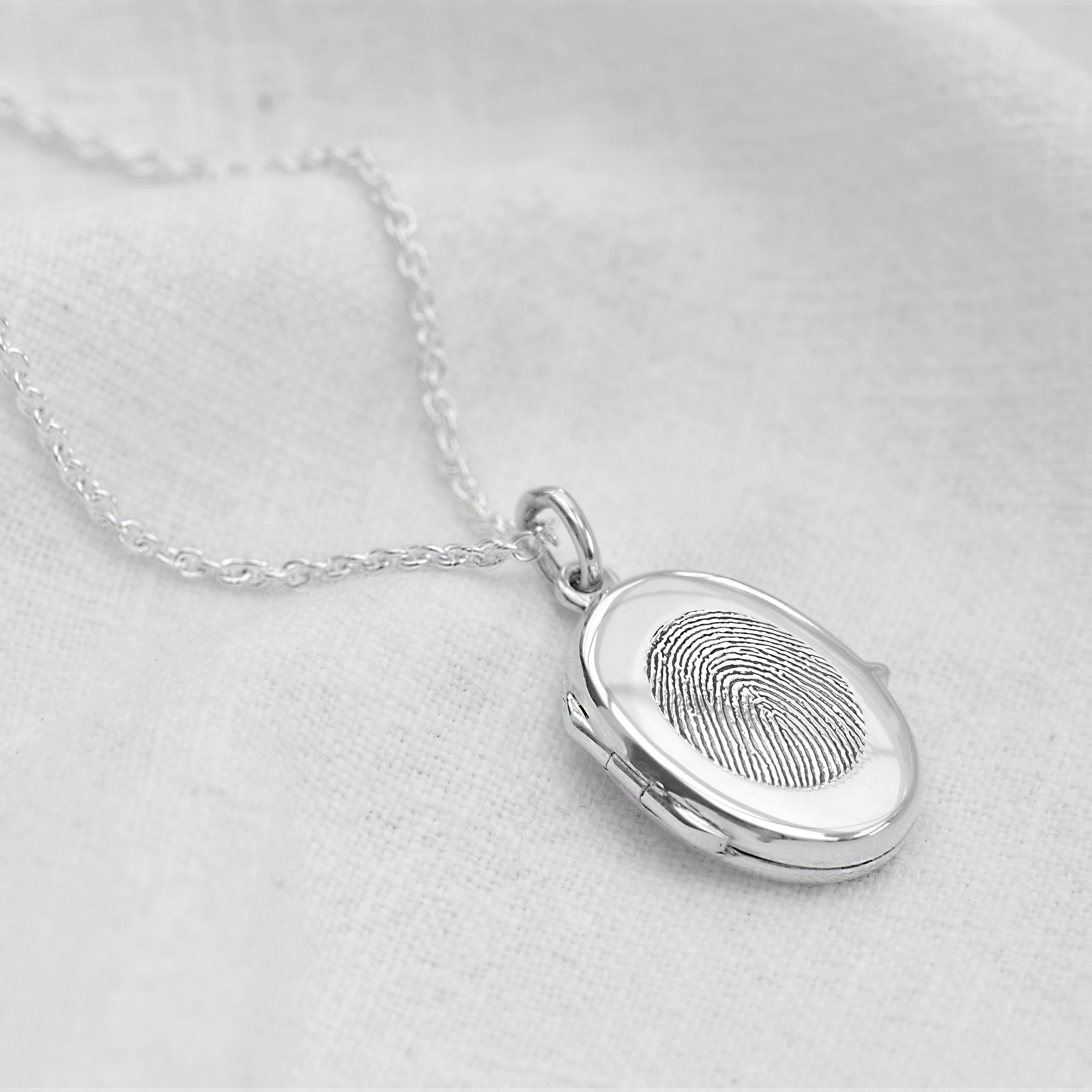 Personalisierte Sterlingsilber Fingerabdruck Medaillon Halskette