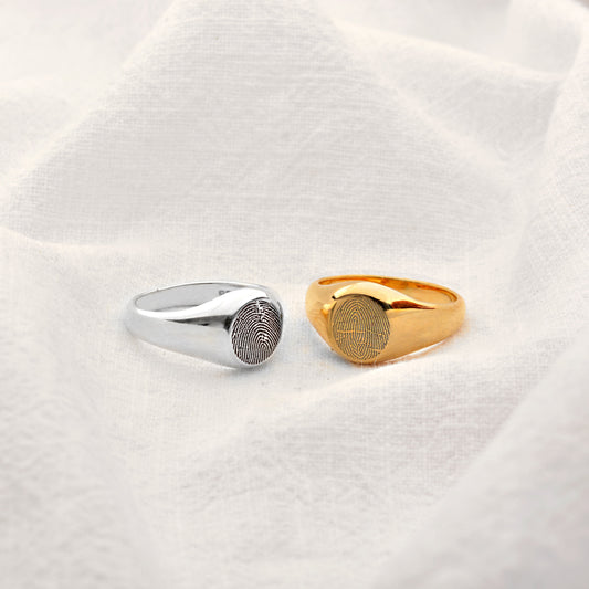 Personalisierter Siegelring aus Sterlingsilber mit Fingerabdruck