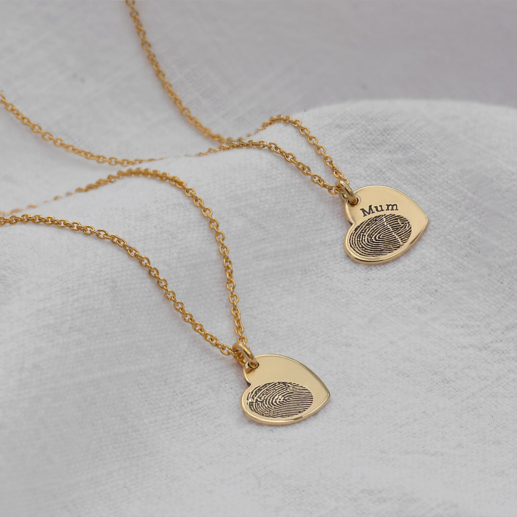 Personalisierter Herzanhänger aus Sterlingsilber mit Fingerabdruck