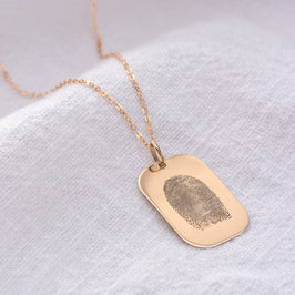 Personalisierte 9-karätige Gold-Hundemarke mit Fingerabdruck