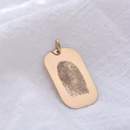 Personalisierte 9-karätige Gold-Hundemarke mit Fingerabdruck