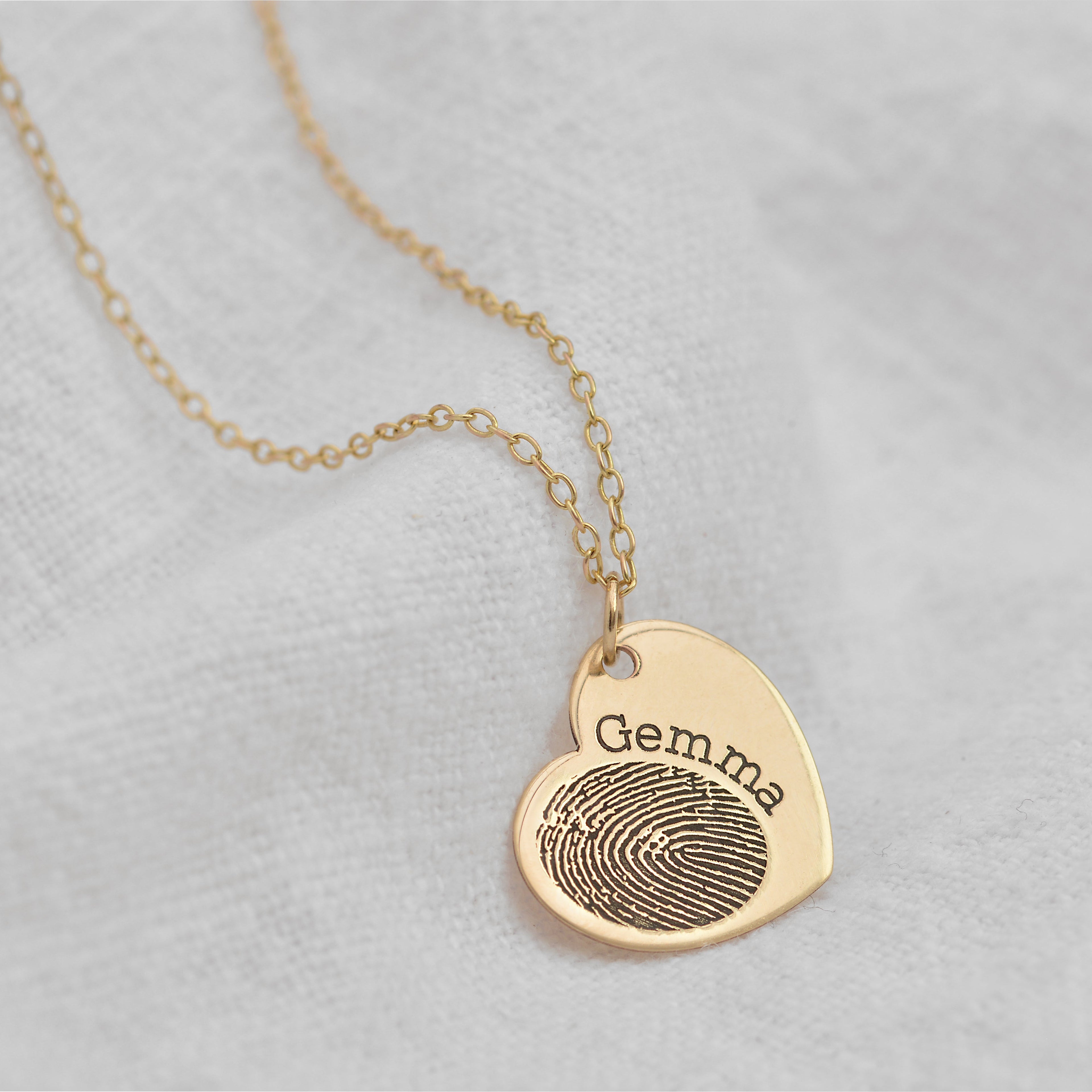Personalisierter 9-karätiger Gold-Anhänger mit Fingerabdruck und Herz