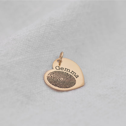 Personalisierter 9-karätiger Gold-Anhänger mit Fingerabdruck und Herz