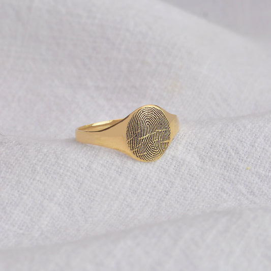 Personalised 9ct Gold Fingerprint Signet Ring