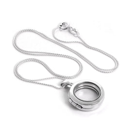 Sterlingsilber Round Floating Charm Medaillon Halskette auf Kette