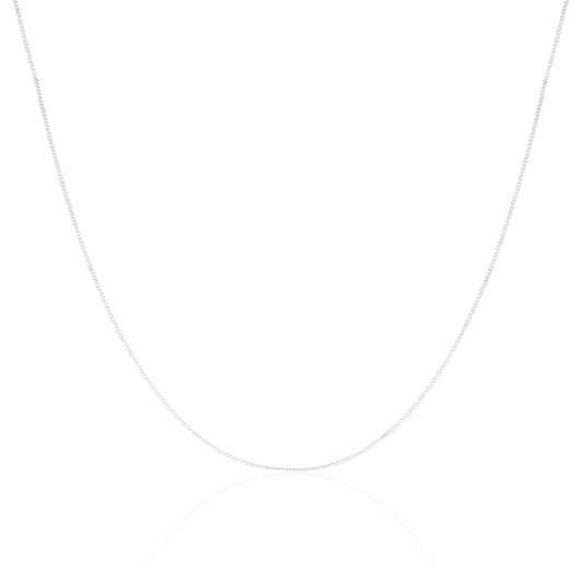 Kordelkette aus 9ct Weißgold mit Diamantschliff 16 - 18 Zoll