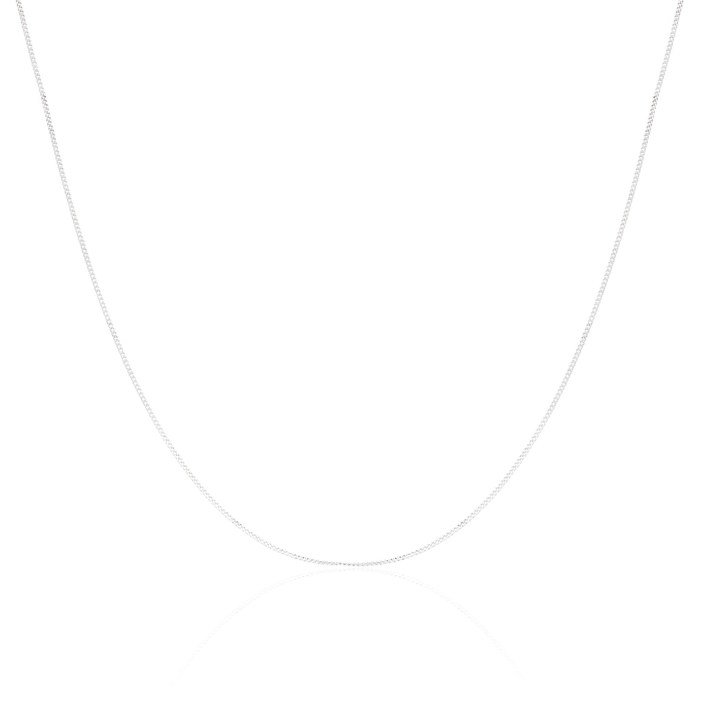 Kordelkette aus 9 Karat Weißgold mit Diamantschliff 16 - 18 Zoll