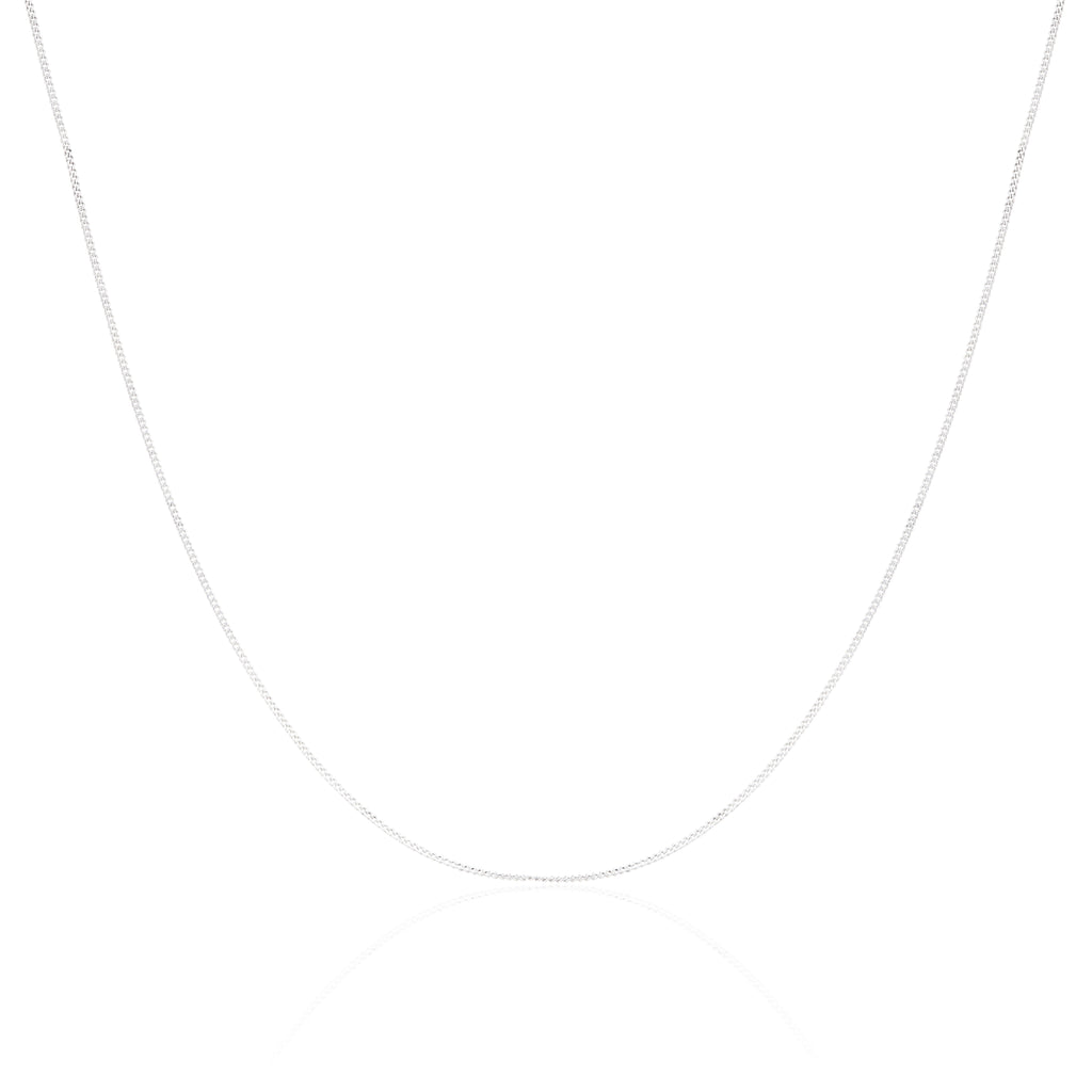 Kordelkette aus 9 Karat Weißgold mit Diamantschliff 16 - 18 Zoll