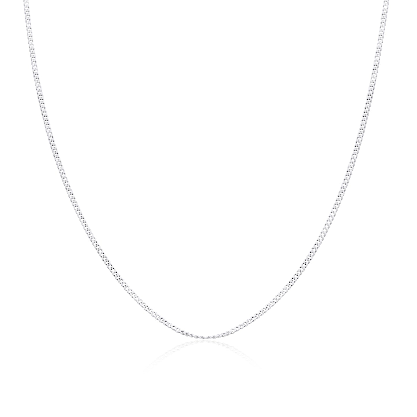 9ct White Gold Diamond Cut Curb Chain 16 - 18 Inches