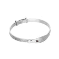 Sterlingsilber Verstellbar Säugling Namensschild Armreif mit Rosa CZ Kristall & Flora Motiv
