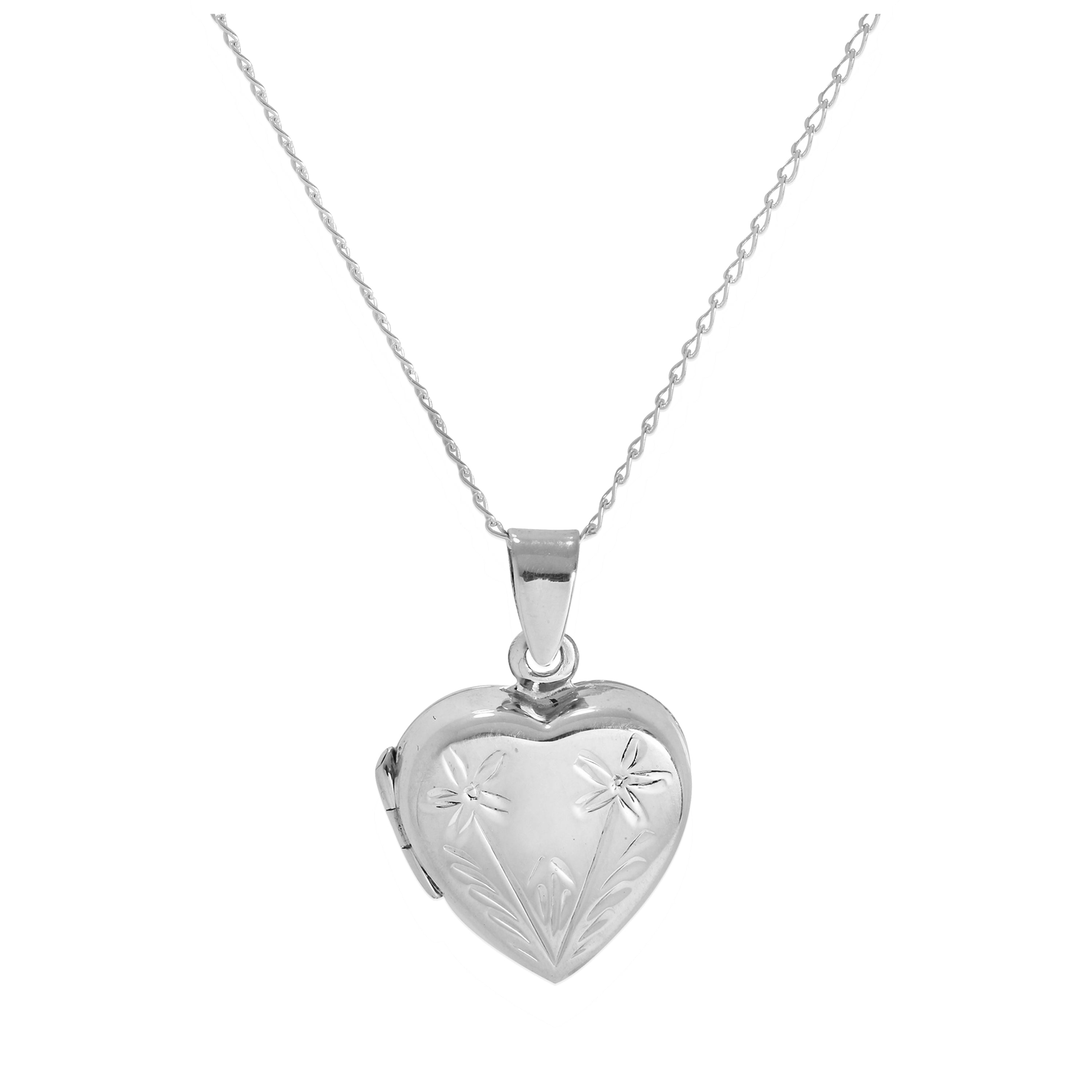Sterlingsilber zwei Blumen Herz Medaillon an Kette 14 - 32 Zoll