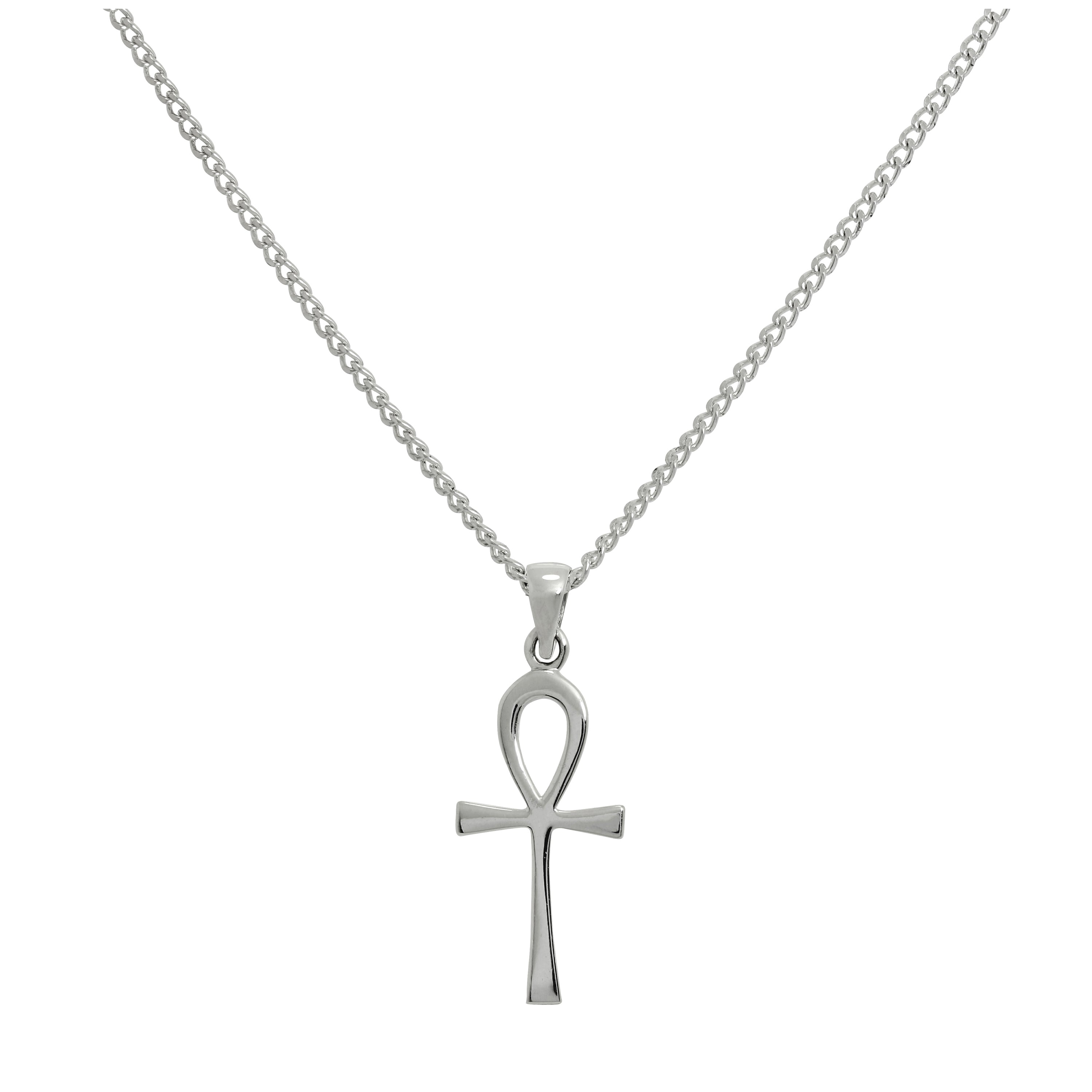 Groß Sterlingsilber Anch Kreuz Anhänger Halskette 40,5 - 61 cm