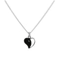 Halskette aus Sterlingsilber mit offenem Herz-Anhänger und Onyx, 40 - 60 cm