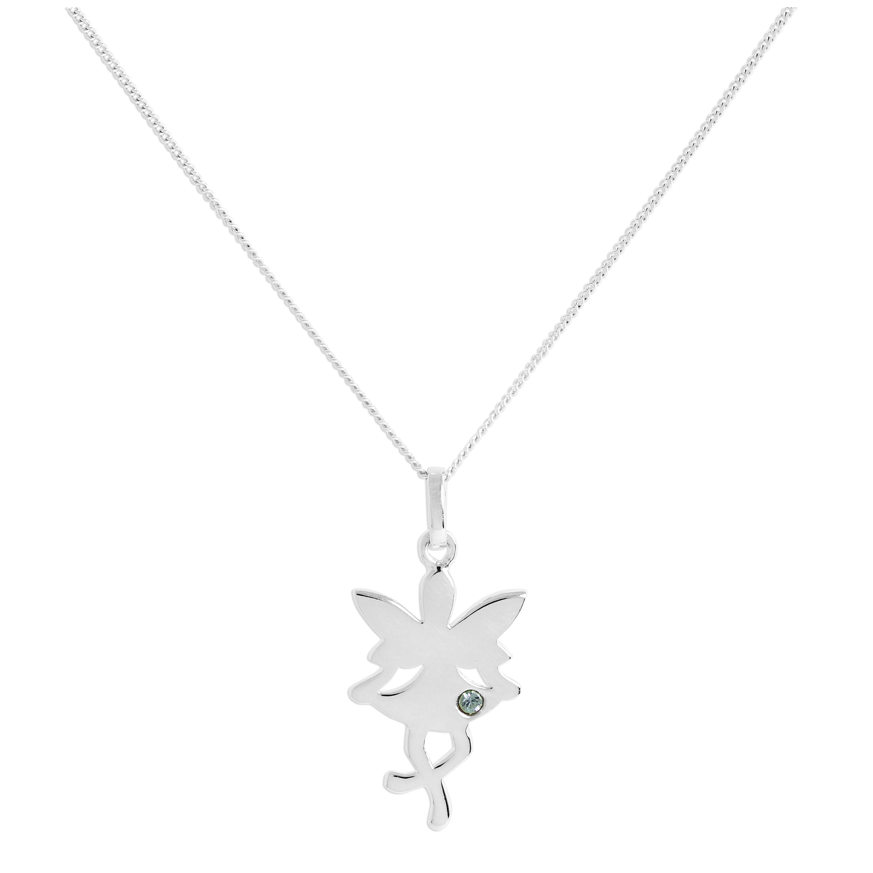 Halskette mit funky Feen-Anhänger aus Sterlingsilber und Topas-CZ-Kristall, Geburtsstein für November, 14–32 Zoll