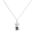 Sterlingsilber Februar Amethyst CZ Geburtsstein Bär Halskette 35,5 - 81 cm