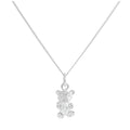 Sterlingsilber April Klar CZ Geburtsstein Bär Halskette 35,5 - 81 cm