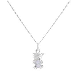 Sterlingsilber Juni Alexandrit CZ Geburtsstein Bär Halskette 35,5 - 81 cm