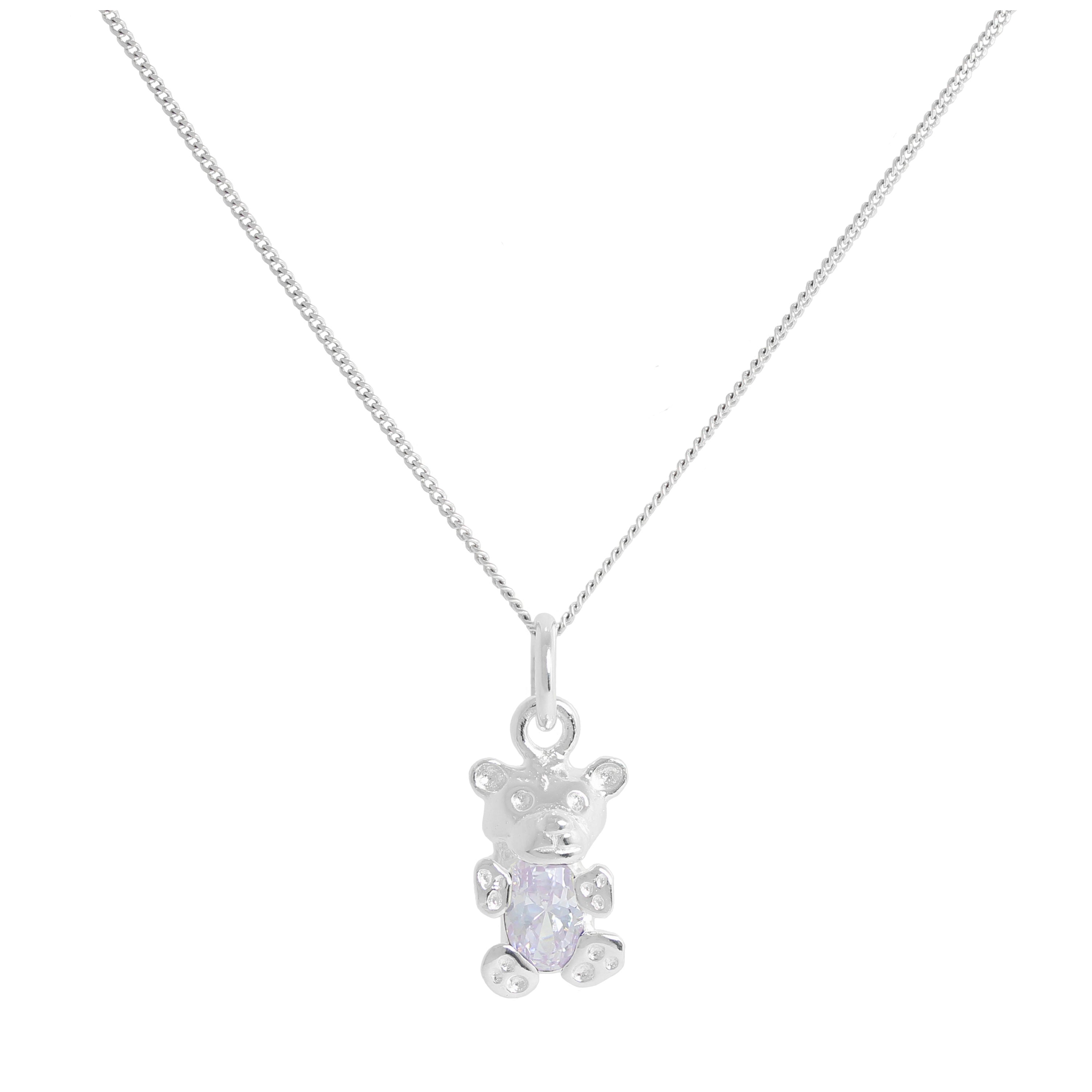 Sterlingsilber Juni Alexandrit CZ Geburtsstein Bär Halskette 35,5 - 81 cm