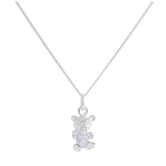 Sterlingsilber Juni Alexandrit CZ Geburtsstein Bär Halskette 35,5 - 81cm