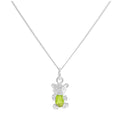 Sterlingsilber August Peridot CZ Geburtsstein Bären Halskette 14 - 32 Zoll