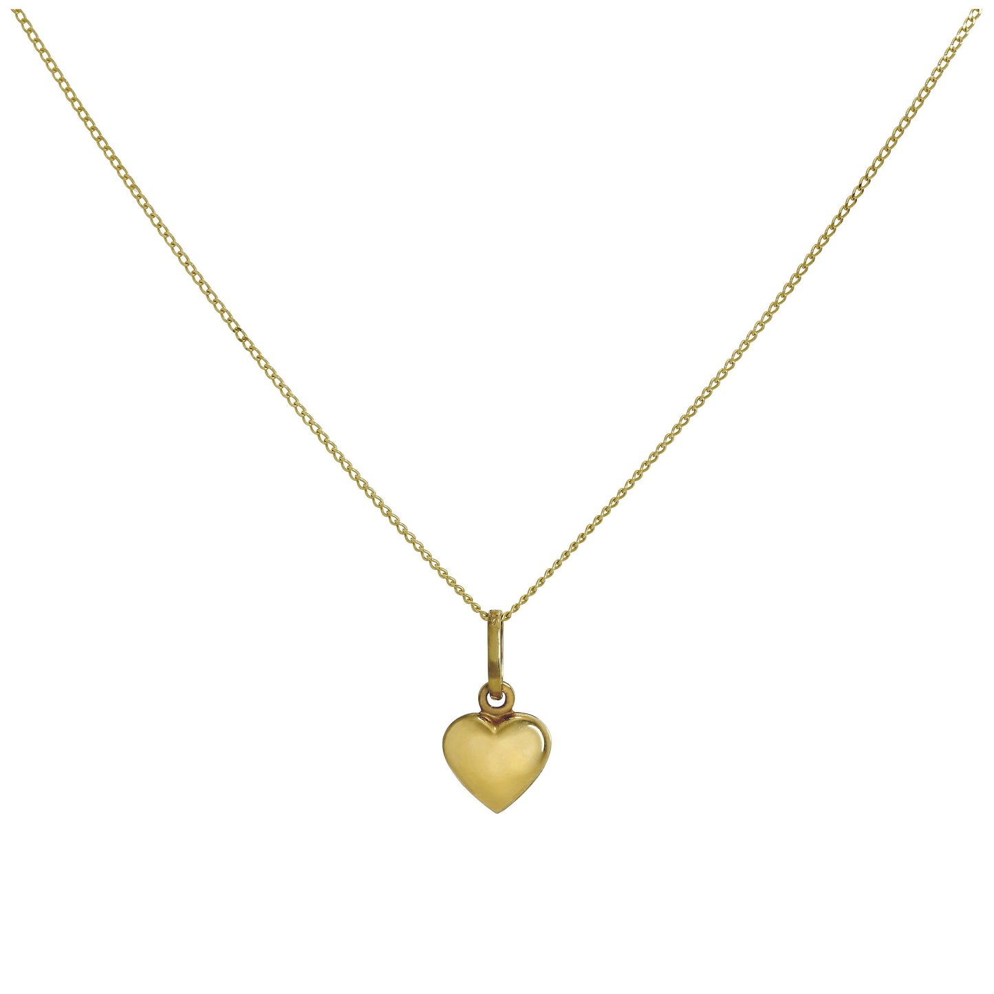 9 Karat Gold Hohl Winzig Geschwollenes Herz Anhänger Halskette 40,5 - 51cm