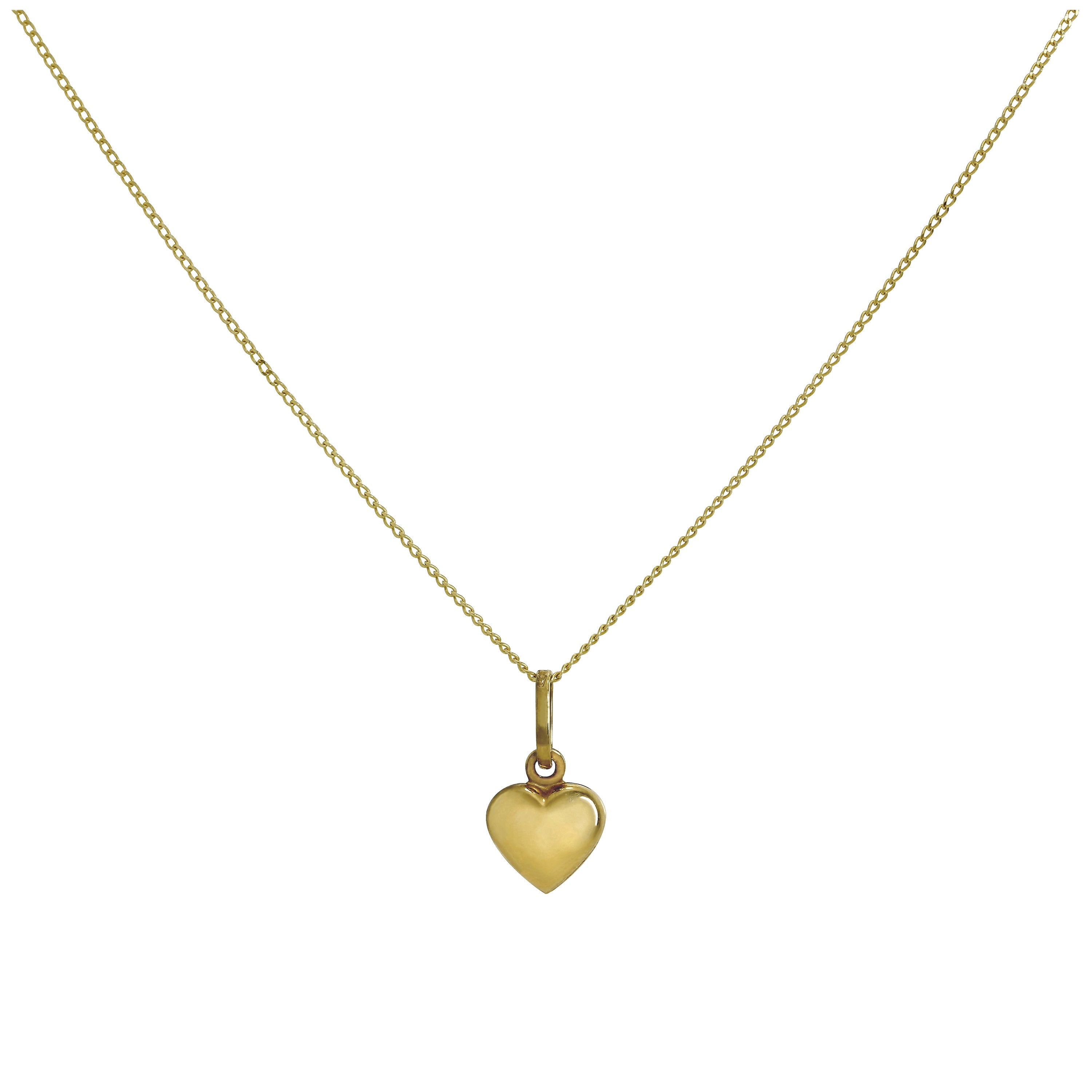 9 Karat Gold Hohl Winzig Geschwollenes Herz Anhänger Halskette 40,5 - 51 cm