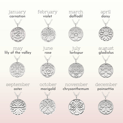 Personalisierte Halskette aus Sterlingsilber mit Geburtsblume