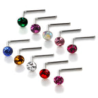 Sterlingsilber 2,8 mm runder CZ Kristall Nasenstecker L Pin