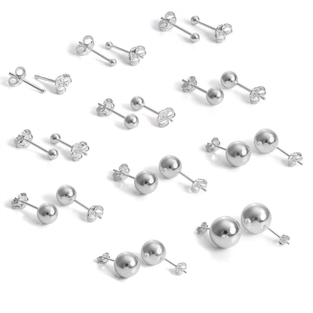 Leichte Sterlingsilber Kugelohrstecker 1 mm - 12 mm