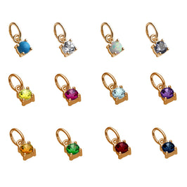Rosévergoldete Sterlingsilber-Charms mit Zirkonia-Geburtsstein in Krappenfassung