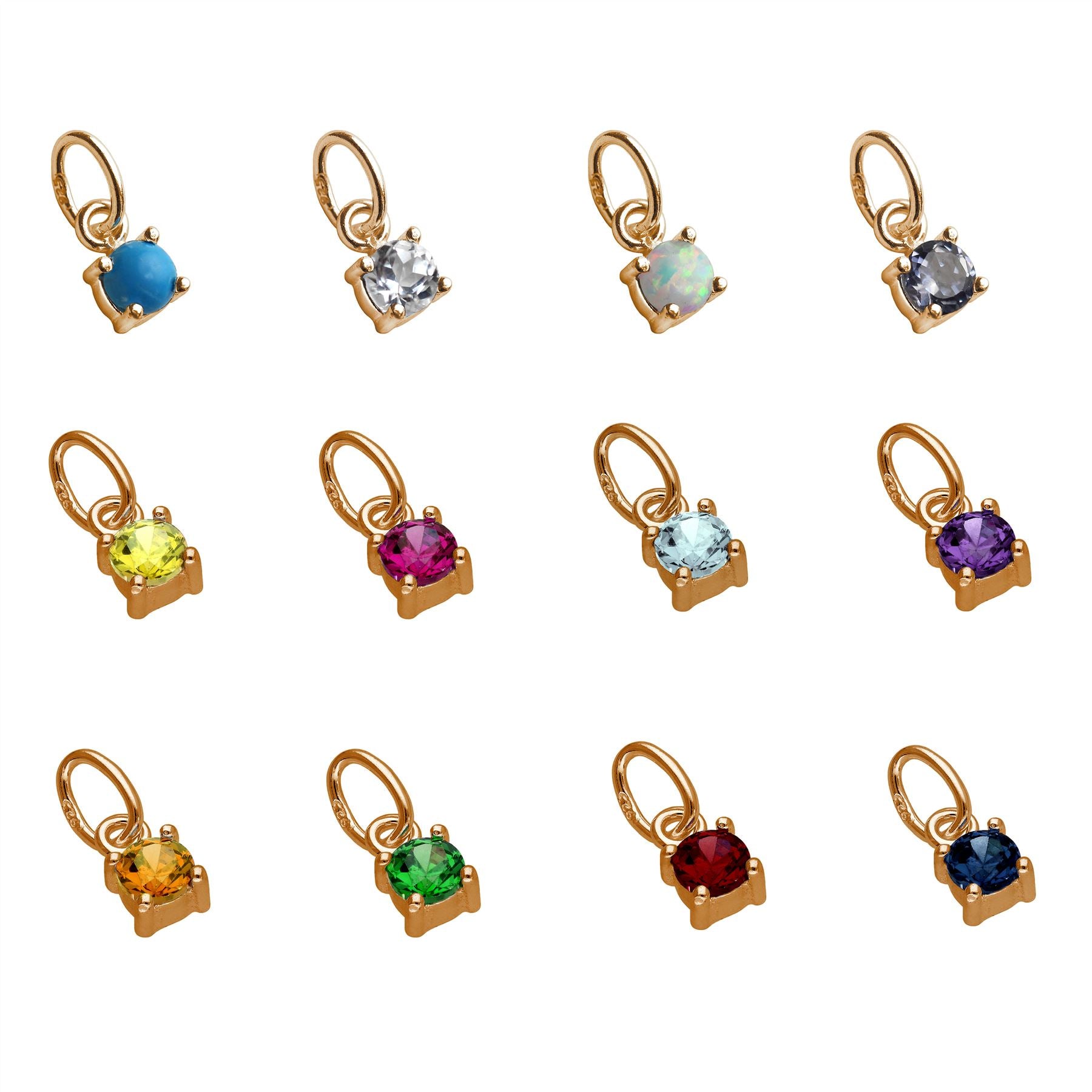 Rosévergoldete Sterlingsilber-Charms mit Zirkonia-Geburtsstein in Krappenfassung