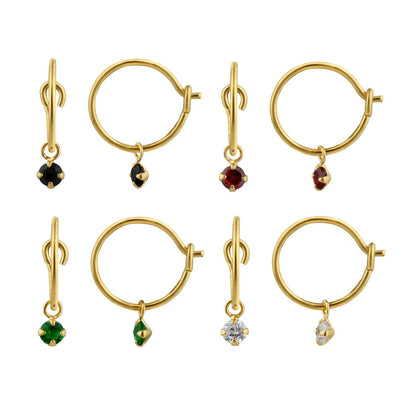 Gold Plated Sterling Silver & Colour Crystal Ball Hoop Earrings