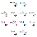 4 mm runde Kristall Ohrstecker aus Sterlingsilber