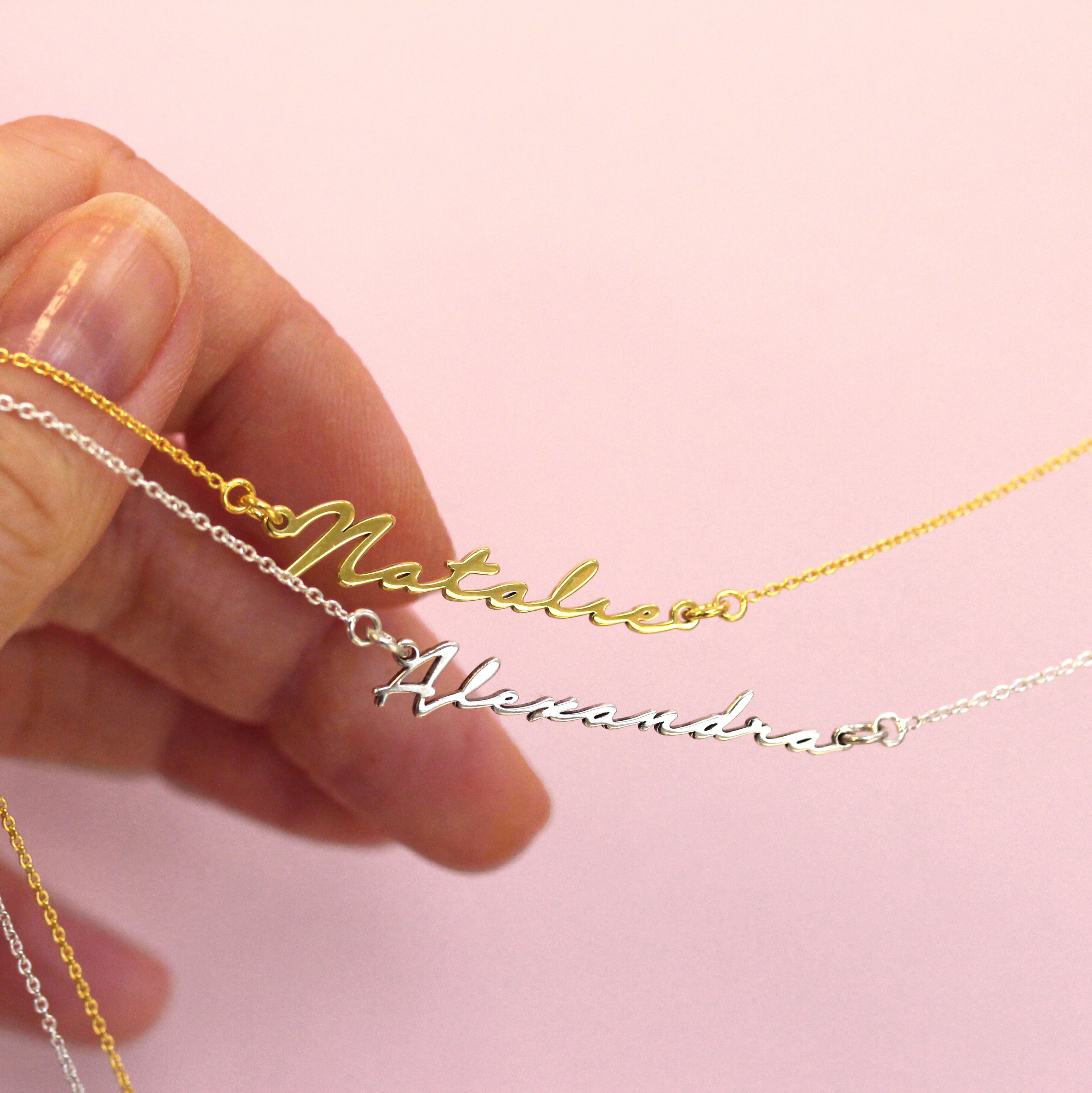 Personalisierte Sterlingsilber Namenshalskette