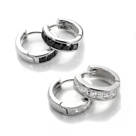 Sterlingsilber CZ Prinzessin Set Huggie Ohrringe