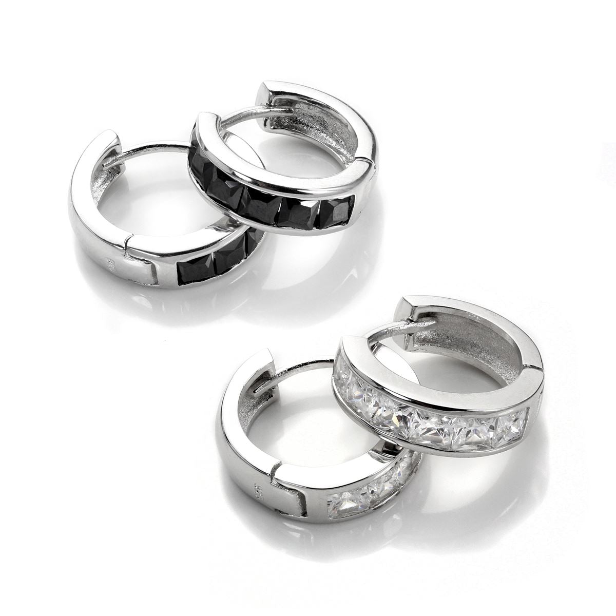 Sterlingsilber CZ Prinzessin Set Huggie Ohrringe