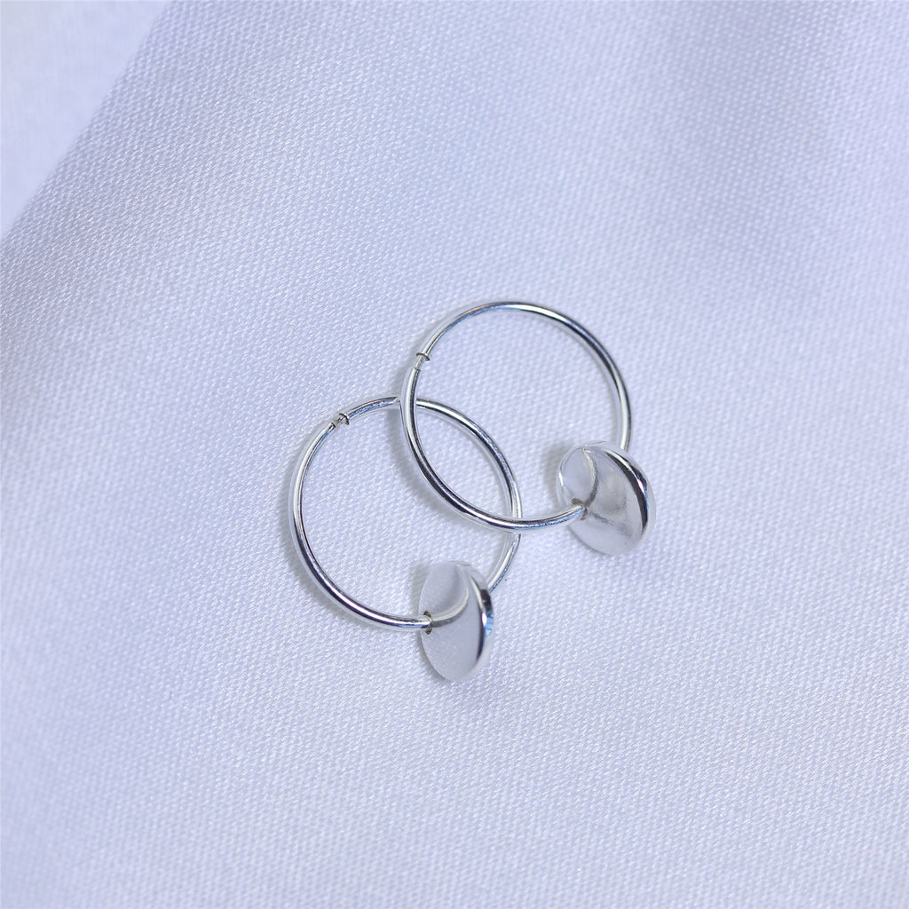Sterlingsilber Runde Scheibe Charm Hoop Ohrringe 10 - 22 mm